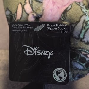 Disney Fuzzy Babba Slipper Socks - Pink and Black